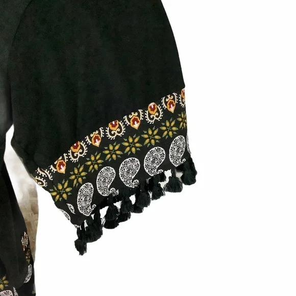 ANTHROPOLOGIE W5 Black/Paisley V-Neck Top SZ-S - Picture 5 of 8